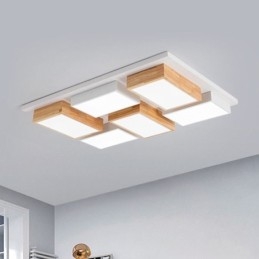 Lampada da soffitto moderna in acrilico Lampada da soffitto geometrica in legno