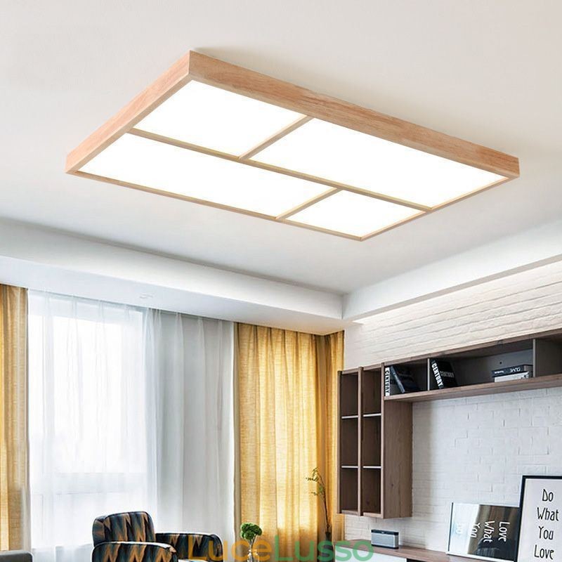Lampada da soffitto moderna, lampada da soffitto a filo in stile minimalista in legno
