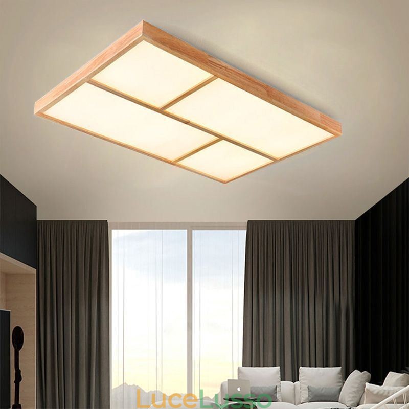 Lampada da soffitto moderna, lampada da soffitto a filo in stile minimalista in legno