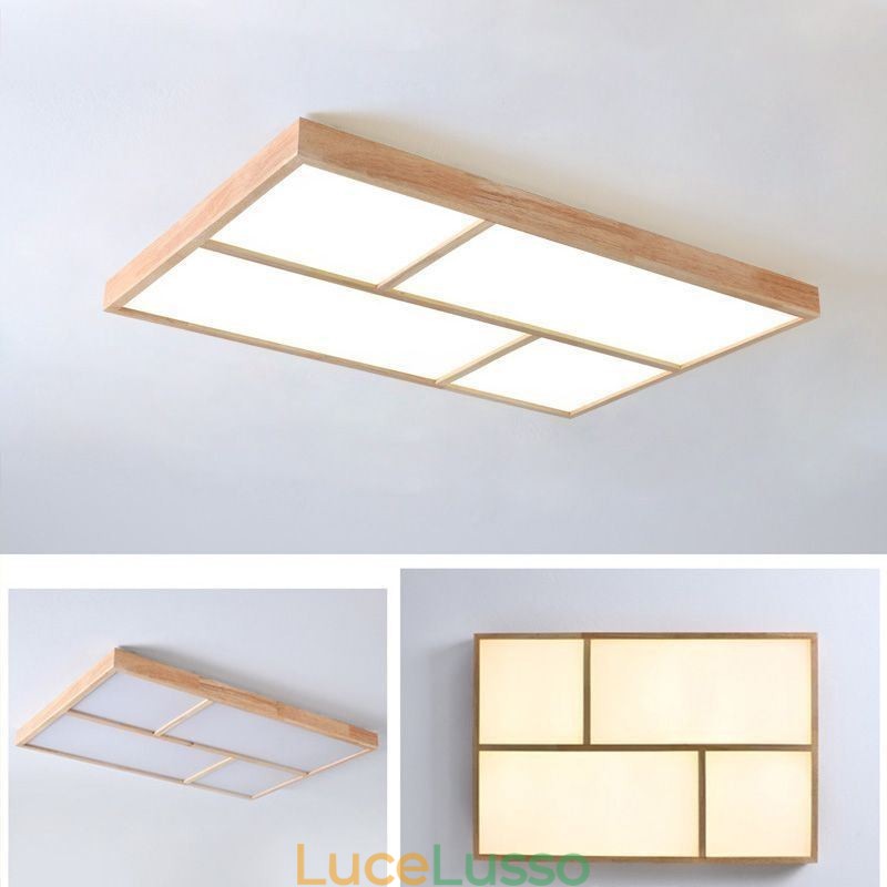 Lampada da soffitto moderna, lampada da soffitto a filo in stile minimalista in legno