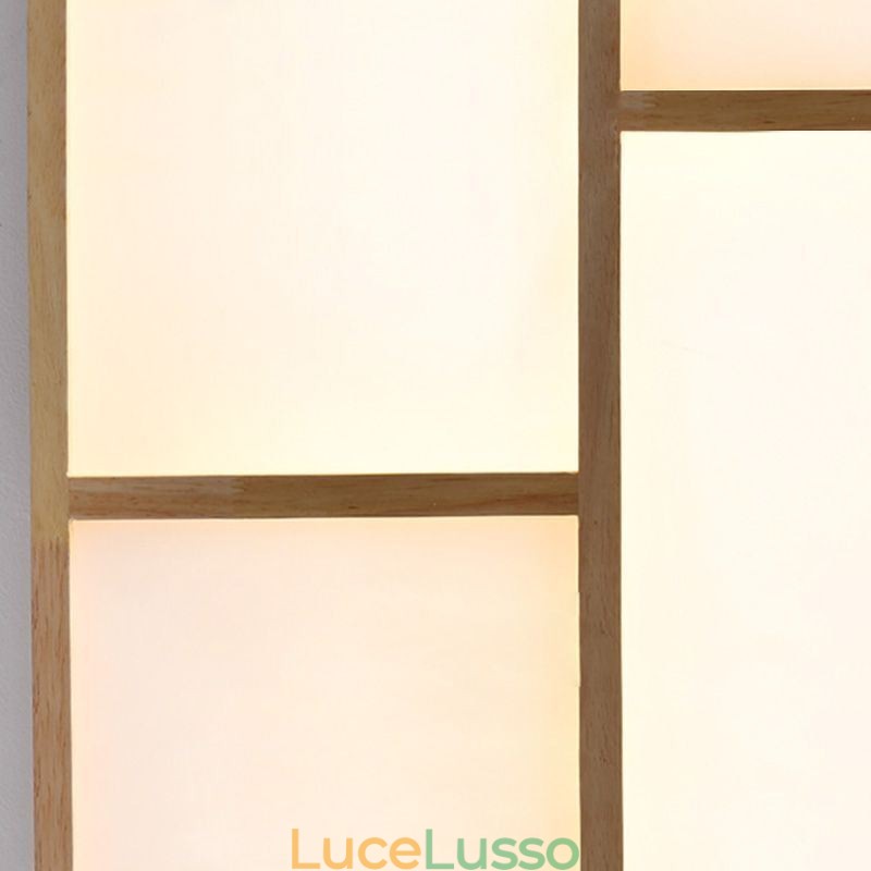 Lampada da soffitto moderna, lampada da soffitto a filo in stile minimalista in legno