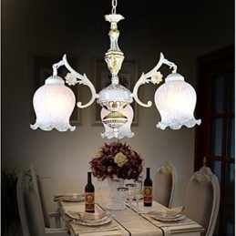 Lampadario tre luci bianco europeo retrò classico