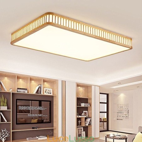 Lampada da soffitto in acrilico giapponese Lampada da soffitto rettangolare in legno di gomma Lampada da soffitto in acrilico giapponese Lampada da soffitto rettangolare in legno di gomma