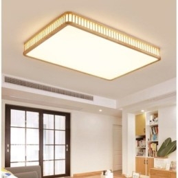 Lampada da soffitto in acrilico giapponese Lampada da soffitto rettangolare in legno di gomma