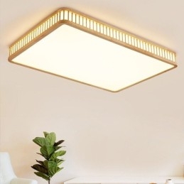 Lampada da soffitto in acrilico giapponese Lampada da soffitto rettangolare in legno di gomma