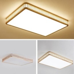 Lampada da soffitto in acrilico giapponese Lampada da soffitto rettangolare in legno di gomma