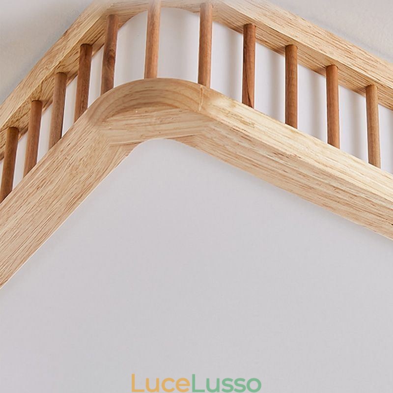 Lampada da soffitto in acrilico giapponese Lampada da soffitto rettangolare in legno di gomma