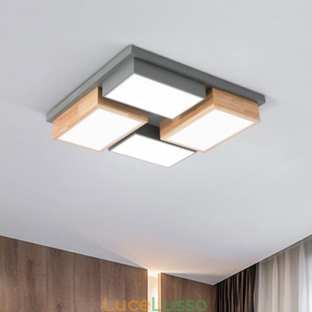 Lampada da soffitto moderna Lampada da soffitto geometrica in legno Lampada da soffitto moderna Lampada da soffitto geometrica in legno