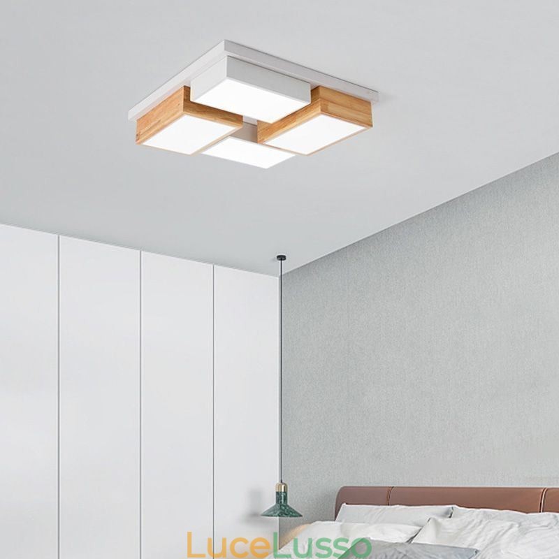 Lampada da soffitto moderna Lampada da soffitto geometrica in legno