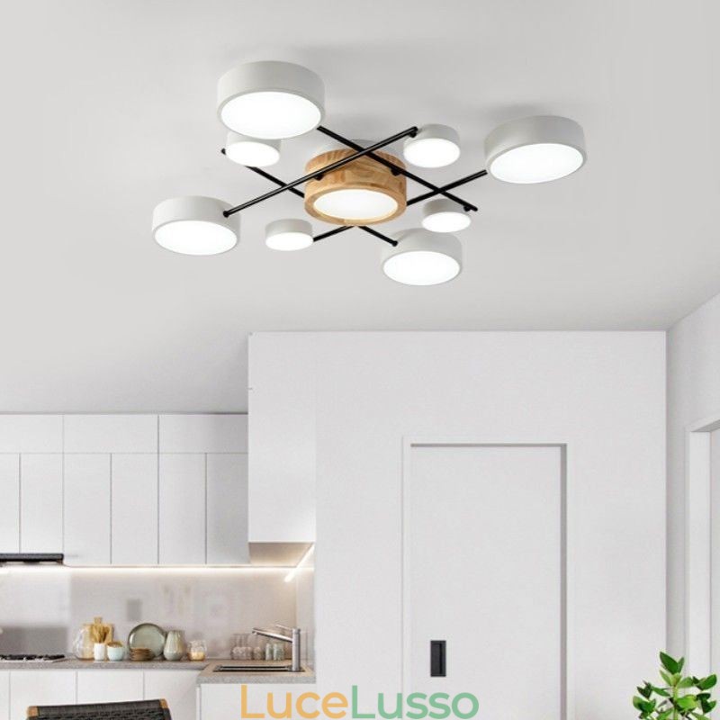 Lampada da soffitto moderna con giunzione quadrilatera