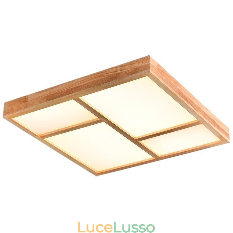 Lampada da soffitto in acrilico giapponese Lampada da soffitto geometrica in legno