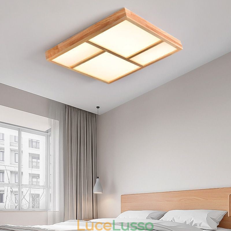 Lampada da soffitto in acrilico giapponese Lampada da soffitto geometrica in legno
