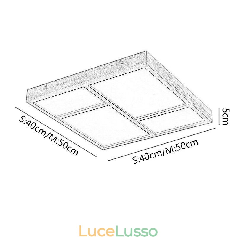 Lampada da soffitto in acrilico giapponese Lampada da soffitto geometrica in legno
