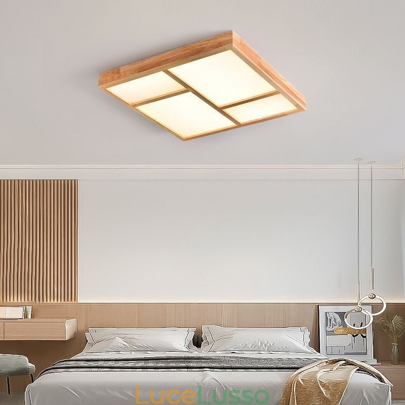 Lampada da soffitto in acrilico giapponese Lampada da soffitto geometrica in legno