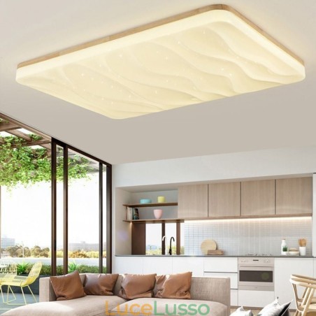 Lampada da soffitto rettangolare in acrilico giapponese, lampada da soffitto ondulata Lampada da soffitto rettangolare in acrilico giapponese, lampada da soffitto ondulata