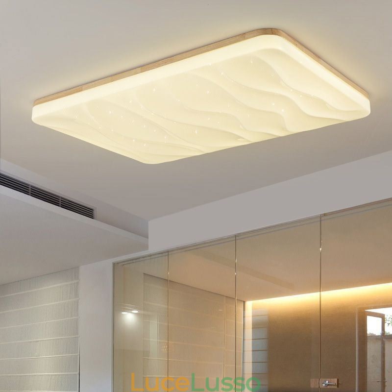 Lampada da soffitto rettangolare in acrilico giapponese, lampada da soffitto ondulata