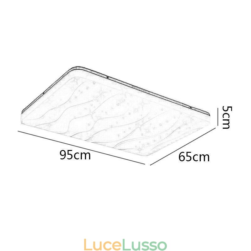 Lampada da soffitto rettangolare in acrilico giapponese, lampada da soffitto ondulata