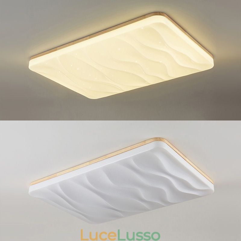 Lampada da soffitto rettangolare in acrilico giapponese, lampada da soffitto ondulata