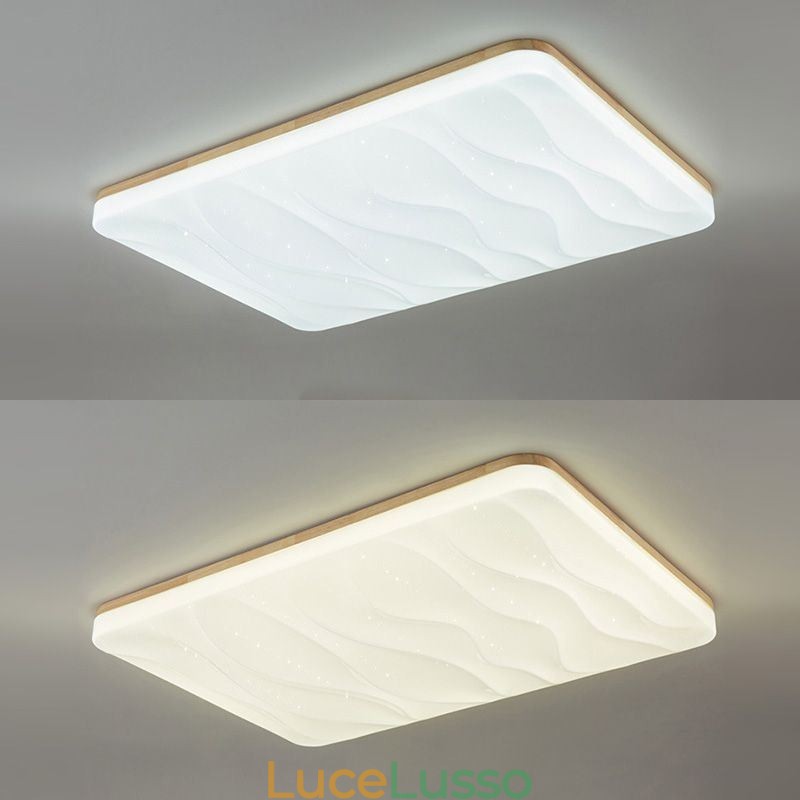 Lampada da soffitto rettangolare in acrilico giapponese, lampada da soffitto ondulata
