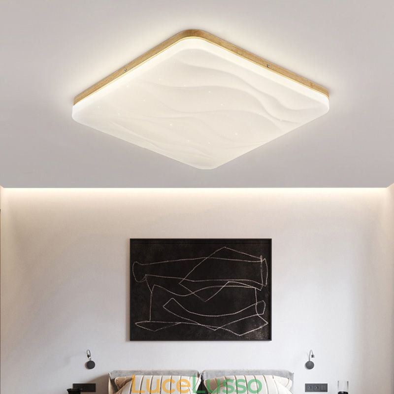 Lampada da soffitto quadrata in acrilico giapponese, lampada da soffitto ondulata