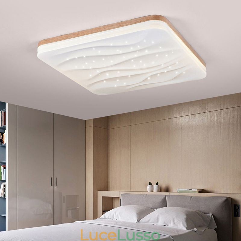 Lampada da soffitto quadrata in acrilico giapponese, lampada da soffitto ondulata