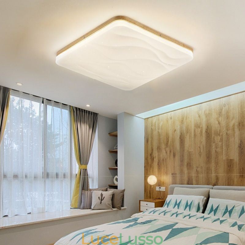 Lampada da soffitto quadrata in acrilico giapponese, lampada da soffitto ondulata