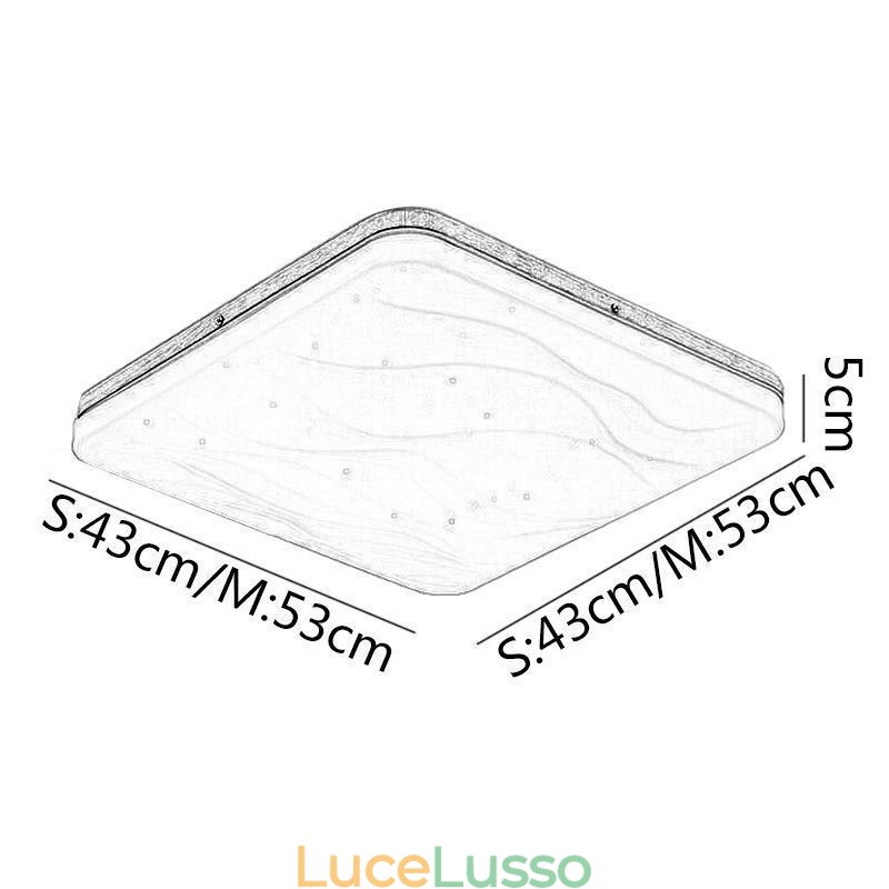 Lampada da soffitto quadrata in acrilico giapponese, lampada da soffitto ondulata