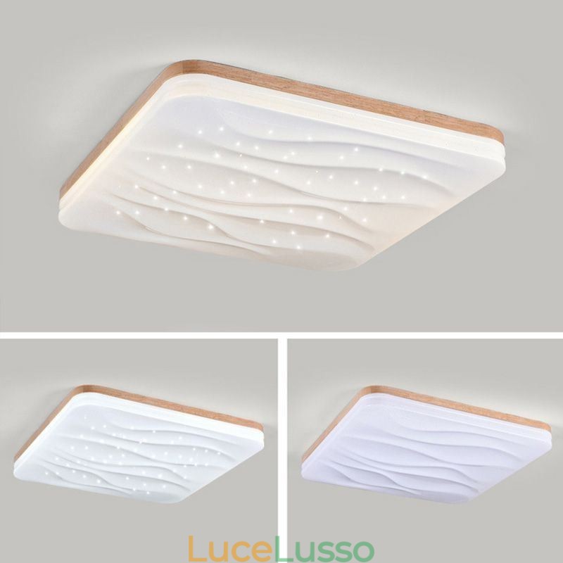 Lampada da soffitto quadrata in acrilico giapponese, lampada da soffitto ondulata