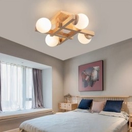 Lampada da soffitto in legno giapponese Magic Bean Lampada da soffitto molecolare