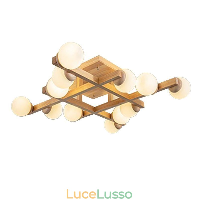 Lampada da soffitto in legno giapponese Magic Bean Lampada da soffitto molecolare