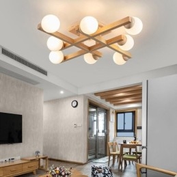 Lampada da soffitto in legno giapponese Magic Bean Lampada da soffitto molecolare