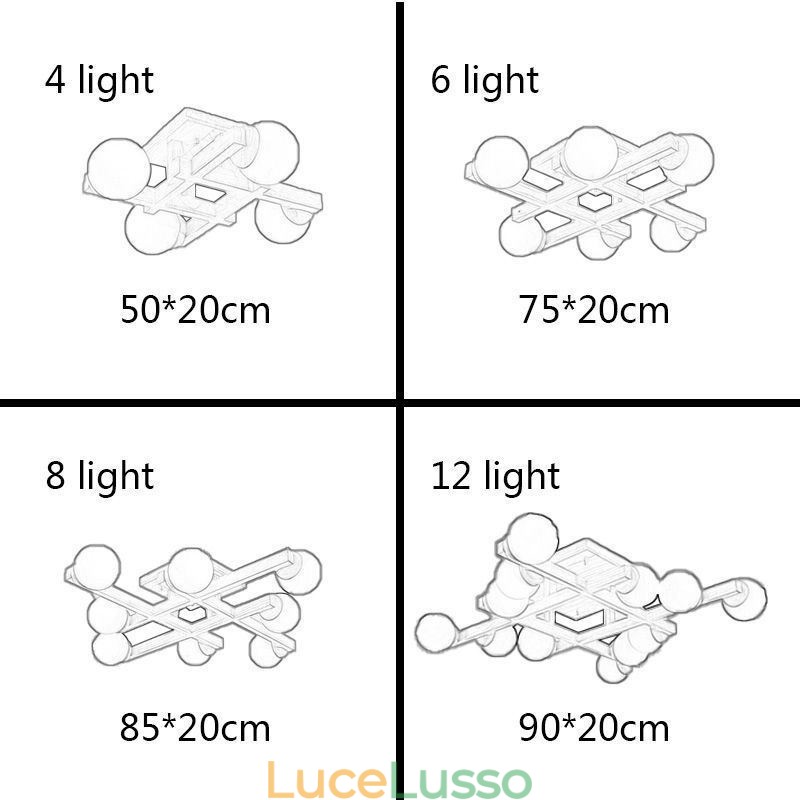 Lampada da soffitto in legno giapponese Magic Bean Lampada da soffitto molecolare