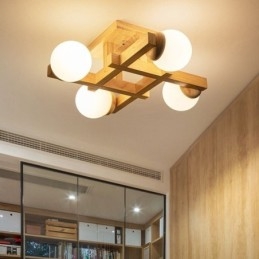 Lampada da soffitto in legno giapponese Magic Bean Lampada da soffitto molecolare