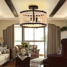 Illuminazione a soffitto a 3 luci con perline di legno, lampada da soffitto, foyer