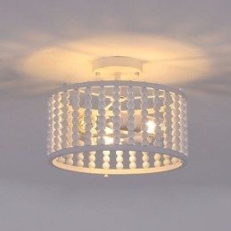 Illuminazione a soffitto a 3 luci con perline di legno, lampada da soffitto, foyer