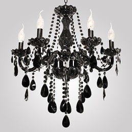 Lampadario Cristallo Nero Moderno 6 Luci