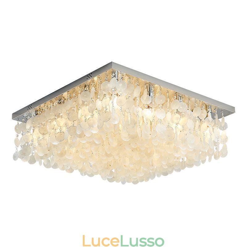 Lampadario moderno a soffitto con conchiglia bianca, montaggio a filo