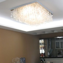 Lampadario moderno a soffitto con conchiglia bianca, montaggio a filo
