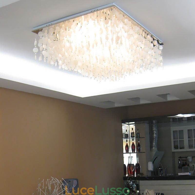 Lampadario moderno a soffitto con conchiglia bianca, montaggio a filo