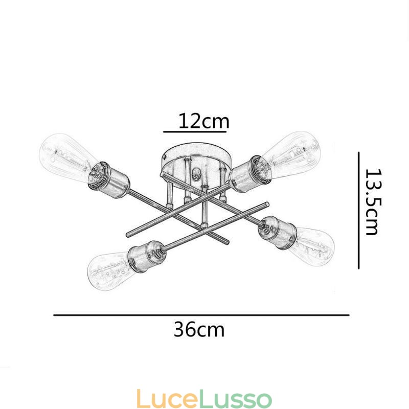 Plafoniera da soffitto a filo con attacco a 4 luci