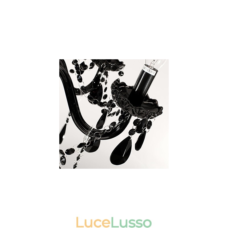Lampadario Cristallo Nero Moderno 6 Luci