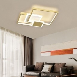 Lampada da soffitto moderna con montaggio a filo dorato, geometrica, a 2 strati