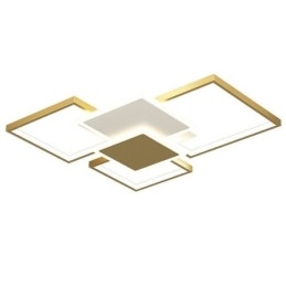 Lampada da soffitto moderna con montaggio a filo dorato, geometrica, a 2 strati