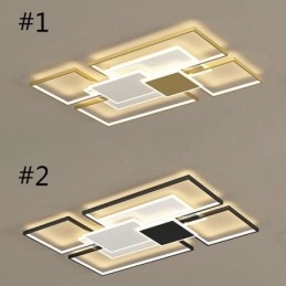 Lampada da soffitto moderna con montaggio a filo dorato, geometrica, a 2 strati