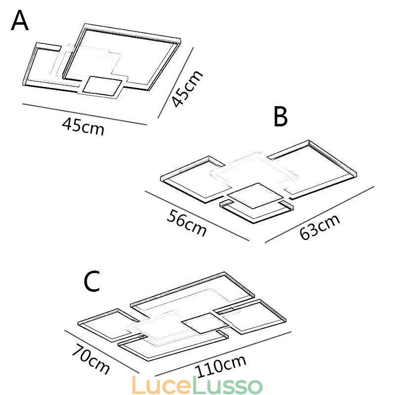 Lampada da soffitto moderna con montaggio a filo dorato, geometrica, a 2 strati