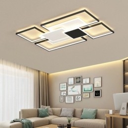 Lampada da soffitto moderna con montaggio a filo dorato, geometrica, a 2 strati