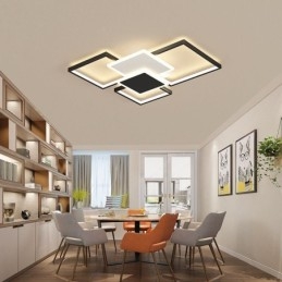 Lampada da soffitto moderna con montaggio a filo dorato, geometrica, a 2 strati