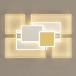 Lampada da soffitto moderna con montaggio a filo dorato, geometrica, a 2 strati