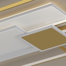 Lampada da soffitto moderna con montaggio a filo dorato, geometrica, a 2 strati