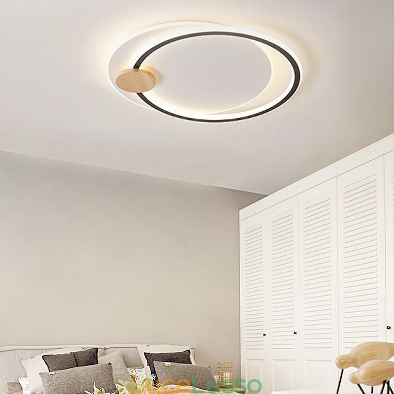 Lampada da soffitto moderna a 2 anelli in acrilico con montaggio a filo